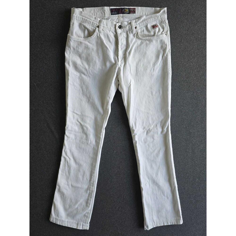 Roy Roger's Seven Bell Pocket Money Jean Sz 33 White Denim Stretch Made in Italy